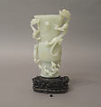 Beaker with Five Dragons, Nephrite, white with light greenish tint, China