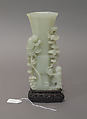 Hexagonal vase with immortals, Nephrite, white with light greenish tint, China
