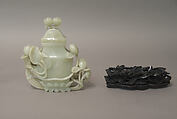 Vase with cover, Nephrite, white with light greenish tint and mottlings of white and light brown, China