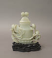 Vase with cover, Nephrite, white with light greenish tint and mottlings of white and light brown, China