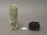 Flower vase, Nephrite, light greenish gray, China