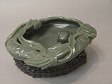 Lotus-Leaf Dish, Nephrite, very dark sage-green, China