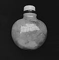 Snuff bottle with stopper, Jadeite, light translucent greenish yellow, mottled with emerald green, China