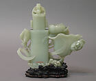 Vase with cover, Nephrite, white with greenish tint, China