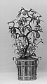 Pot with Flowering Plant, Nephrite, white and various other colors, China