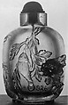 Snuff Bottle with Peony, Fish, and Bat, Rock crystal with jadeite stopper, China