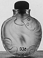 Snuff bottle with stopper, Rock crystal, jadeite (real and simulated), China