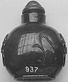 Snuff bottle with stopper, Rock crystal of the variety known as "smoky quartz", red coral,  gilt metal, China