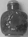 Snuff bottle with stopper, Agate, jadeite, China