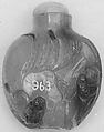 Snuff bottle with stopper, Agate, jadeite, China