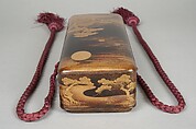 Letter Box (Fubako) with Design of the Shore at Suma, Gold maki-e on black lacquer, Japan