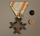 Medal and Button, White triangular ribbon with yellow stripes, Japan