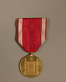 Medal, Gold; red ribbon with white stripe at each side, Japan