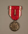 Medal, Silver; red ribbon with white side stripes, Japan