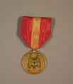 Medal, Gold; red ribbon with yellow stripe, Japan