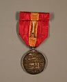 Medal, Silver; red ribbon with yellow stripe, Japan
