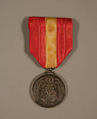 Medal, Silver; red ribbon with yellow stripe, Japan