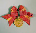 Medal, Gold; red bow with yellow stripe, Japan