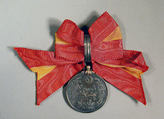 Medal, Silver; red bow with yellow stripe, Japan