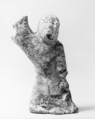 Tomb figure, Dark pottery with white slip and red paint, China