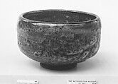 Teabowl, Raku Tannyu (Japanese, 1795–1854), Clay covered, except for spots on foot, by glaze and overglaze which has turned black (Raku ware), Japan