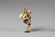 Netsuke of a Demon Carrying a Gourd on His Back, Ivory, Japan