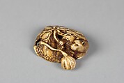 Netsuke of Beaver in Lotus Pond, Ivory, Japan