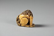 Netsuke of Seated Baku (mythical animal), Ivory, Japan