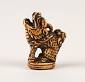 Netsuke and Seal in form of a Qilin, Ivory, Japan