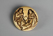 Netsuke with Two Carved Figures, Ivory, Japan