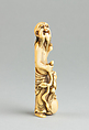 Netsuke of an Old Man, Ivory; eyes inlaid, Japan