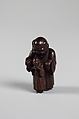 Netsuke of Ghost Trying in Vain to Frighten Blind Man, Wood, Japan