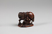 Netsuke of Monkey Holding Horse Rein, Wood, Japan