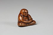 Netsuke of Seated Figure; Daruma, Wood, Japan