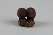 Netsuke of Quail with Millet, Wood, Japan