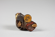 Netsuke of Boy with a Mask, Lacquer, Japan