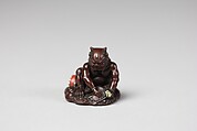 Netsuke of Demon, Wood inlaid with ivory, Japan