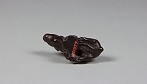 Netsuke of a Wolf, Wood; glass eyes, Japan