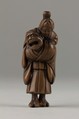 Netsuke of Demon Carrying a Woman on His Shoulders, Wood, Japan