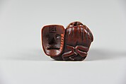 Netsuke of Girl with a Mask, Wood, Japan
