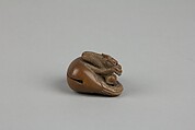 Netsuke of Dragon in a Nut, Wood, Japan