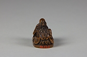 Netsuke of Figures Playing Go, Wood, Japan