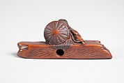 Netsuke of Woman Sitting on a Log, Wood, Japan