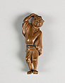 Netsuke of Drunken Man, Sanshō Japanese, Wood, Japan
