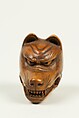 Netsuke of Kyōgen Mask;  Kitsune, Wood, Japan