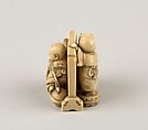 Netsuke of Three Boys Playing around a Screen, Ivory, Japan