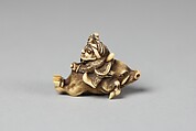 Netsuke of Tadatsune Slaying the Wild Boar, Ivory, Japan