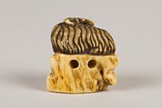 Netsuke of Goat on a Rock, Ivory, Japan