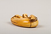 Netsuke of Boy Catching a Mouse in a Gourd, Ivory, Japan