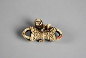 Netsuke of Demon with Gold Eyes, Ivory, Japan